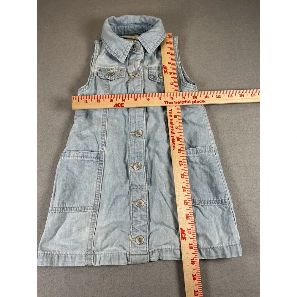 Cat & Jack Girls Denim Shirt Dress 3T‎ Light Wash Button Front Sleeveless